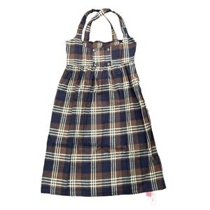 ROMWE Plaid A-Line Dress in Brown, Size L​​​​​​​